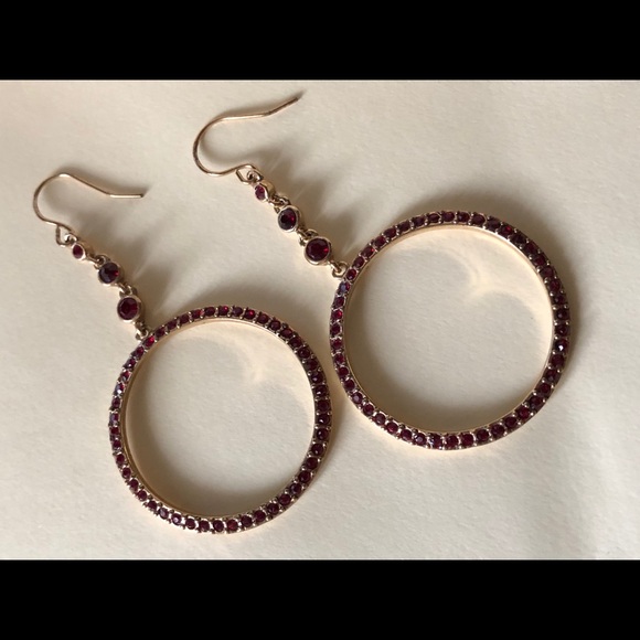 Monet Jewelry - Monet Ruby Red Round Hanging Earrings
